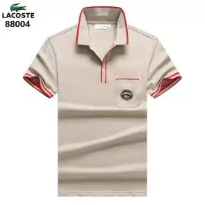lacoste t-shirt big logo design l88004 button beige